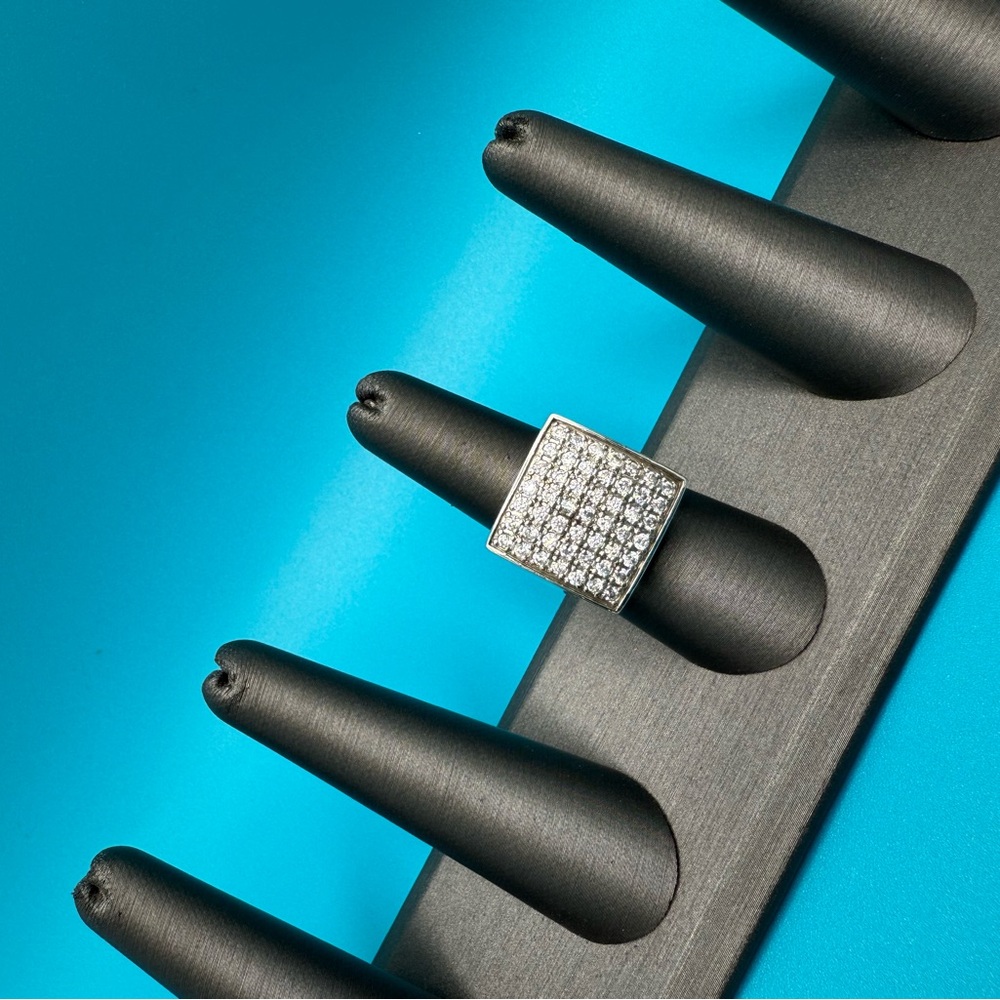 Square Silver Rhinestone Ring - image 5